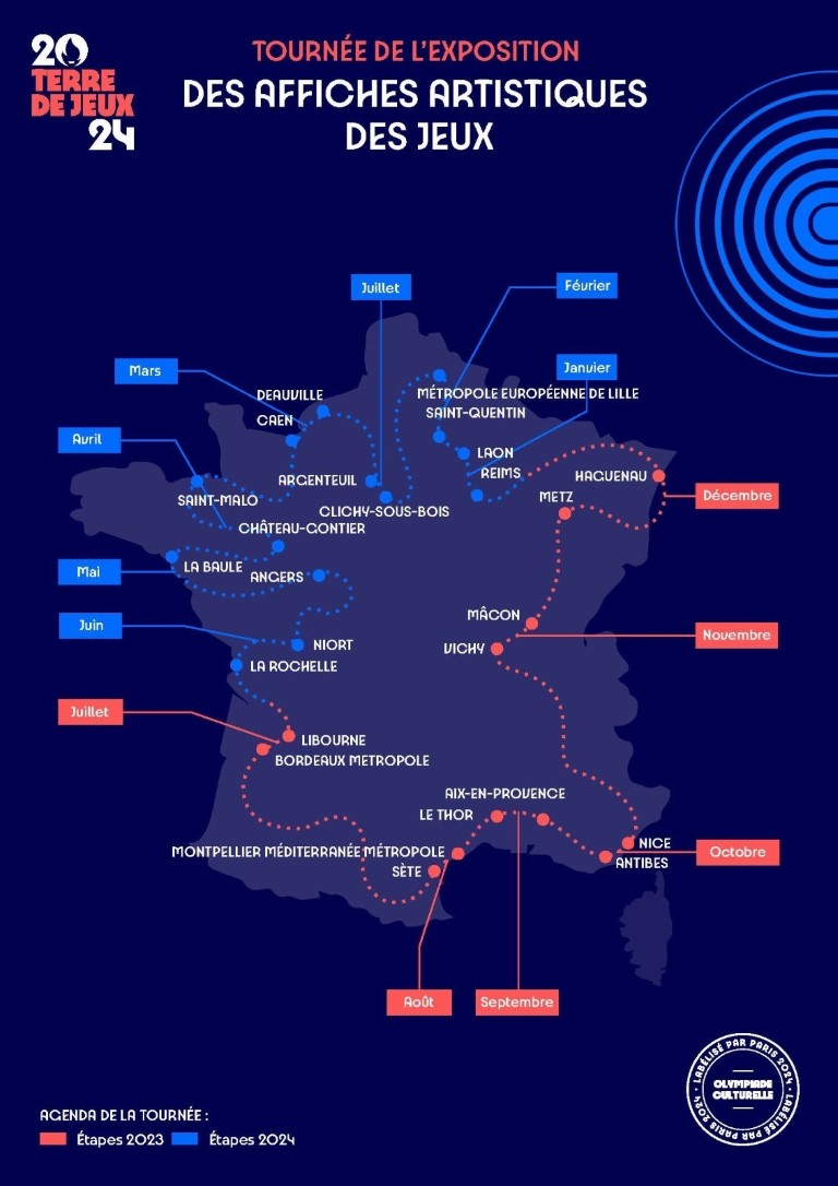 Programme de la tourne de lExposition Affiches artistiques des Jeux 2024 (Moyenne)